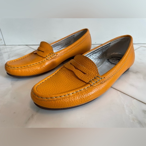 Driver Club USA Greenwich 7.5 yellow leather driving shoe flat slip-on loafers - Picture 1 of 10